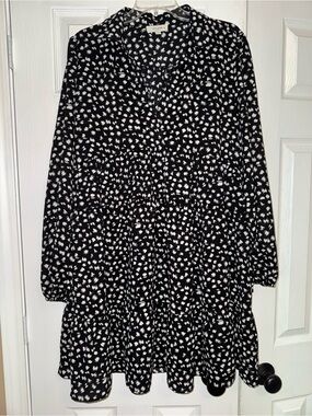 Umgee XL Black and White Printed Tiered Dress